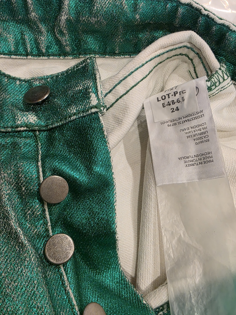 We The Free Moxie Metallic Emerald Green Barrel Jeans - Picture 5 of 6